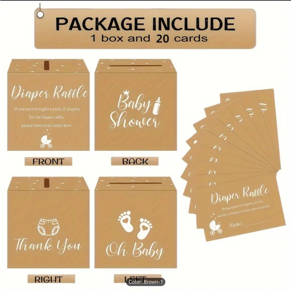 1pc Kraft Paper Footprint Shower Ballot Box Set Diaper Raffle Baby Shower - Picture 3 of 5
